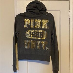 PINK Victoria’s Secret grey full zip hoodie size medium vintage Y2K